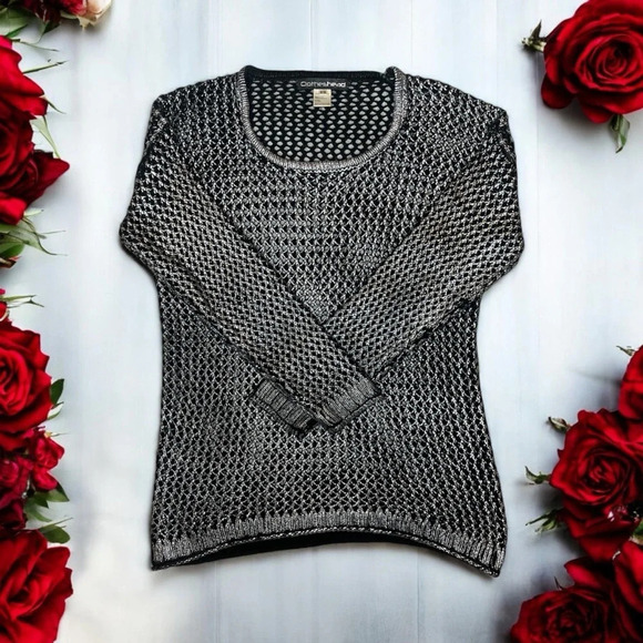 Vintage 90s Y2K Whimsigoth Mesh Crochet Metallic Open Knit Weave Layering Top - Picture 11 of 11